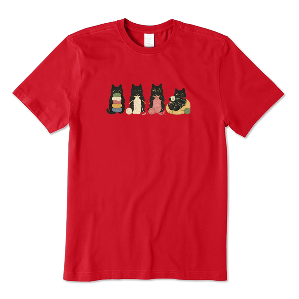 Black Cats Knitting T-Shirt