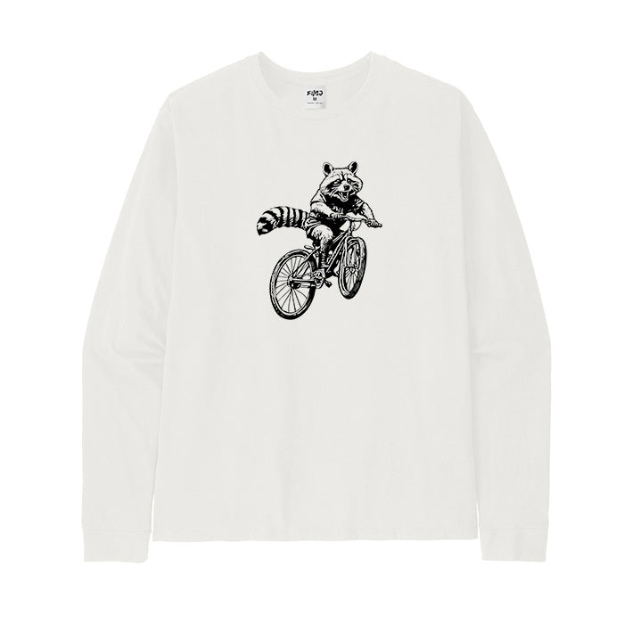 Mountain Biking Raccoon Long Sleeve T-Shirt
