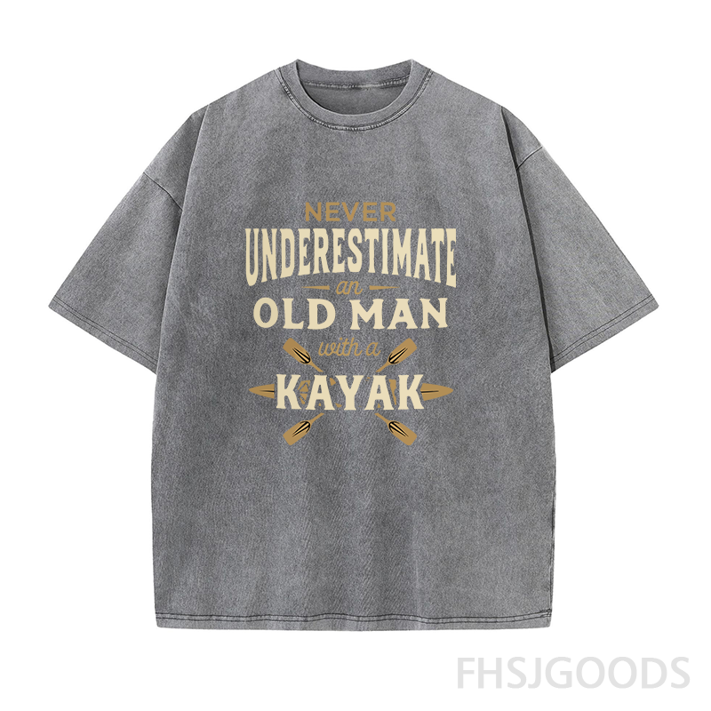 Never Underestimate An Old Man with A Kayak Unisex Distressed T-Shirt