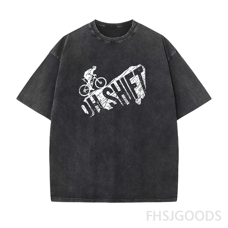 Oh Shift Mountain Biking Unisex Distressed T-Shirt