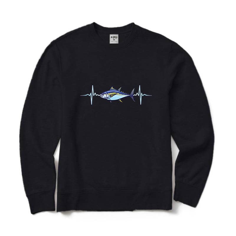 Tuna Fishing Heart Pulse Cool Crewneck Sweatshirt