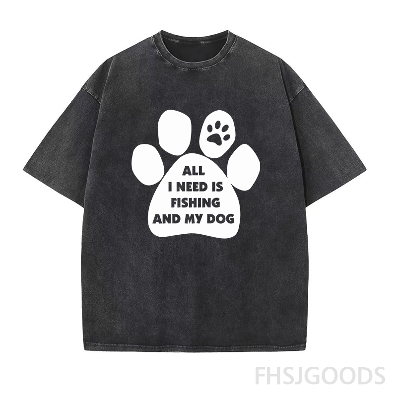 All I Need Is Fishing and My Dog Unisex Distressed T-Shirt
