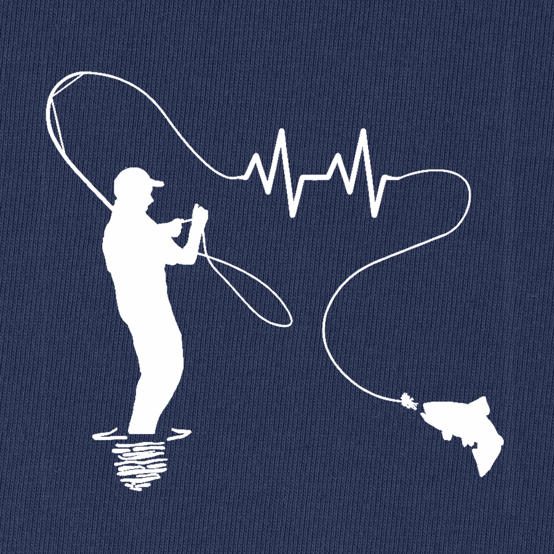 Fly Fishing Man Heartbeat in Fishing Line T-Shirt