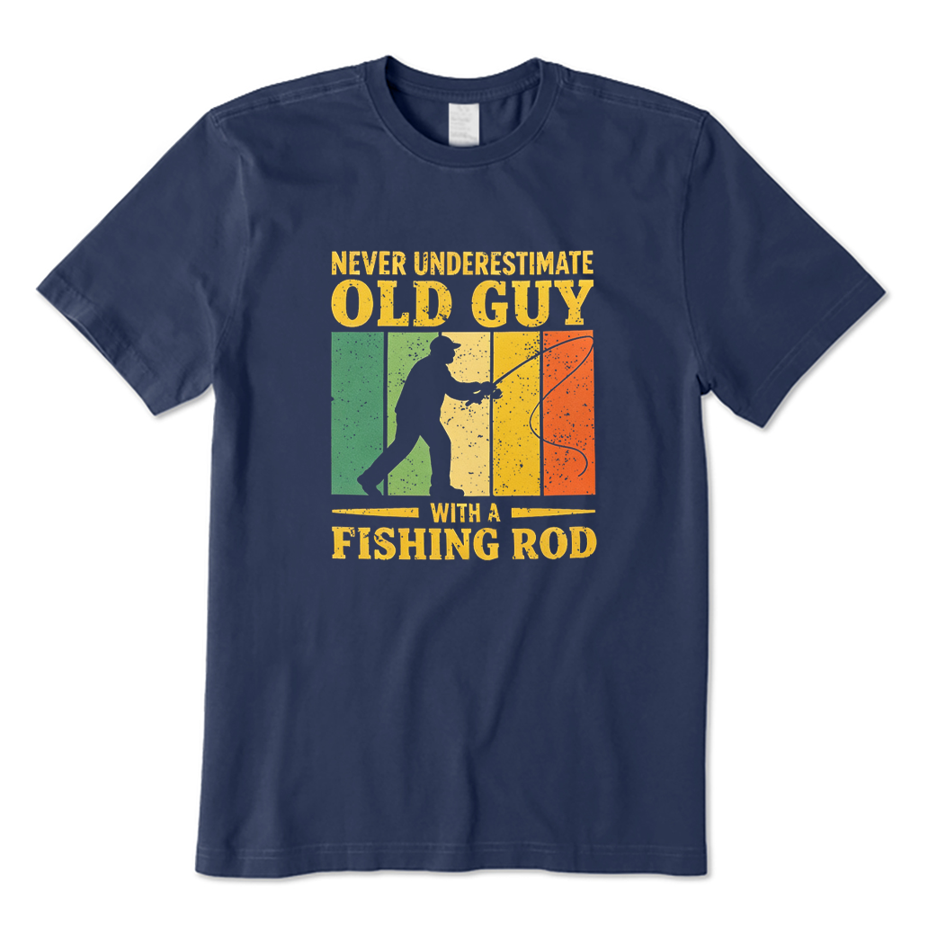 Never Underestimate This Old Guy with A Fishing Rod T-shirt