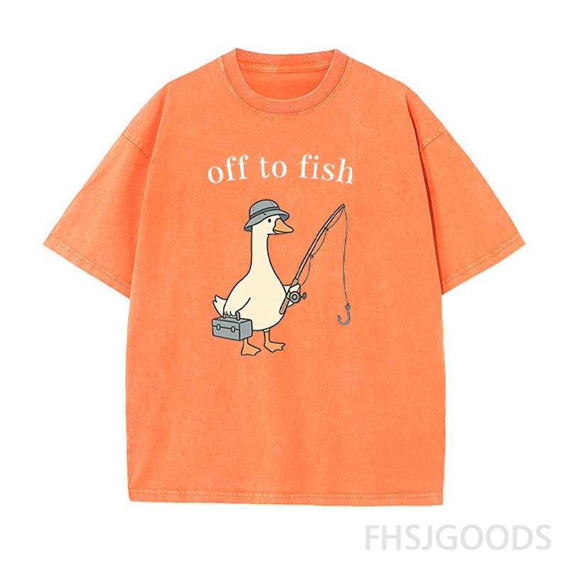 Off To Fish Goose Unisex Distressed T-Shirt