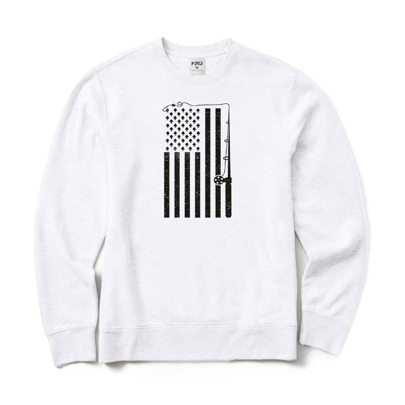 Fishing American Flag Crewneck Sweatshirt