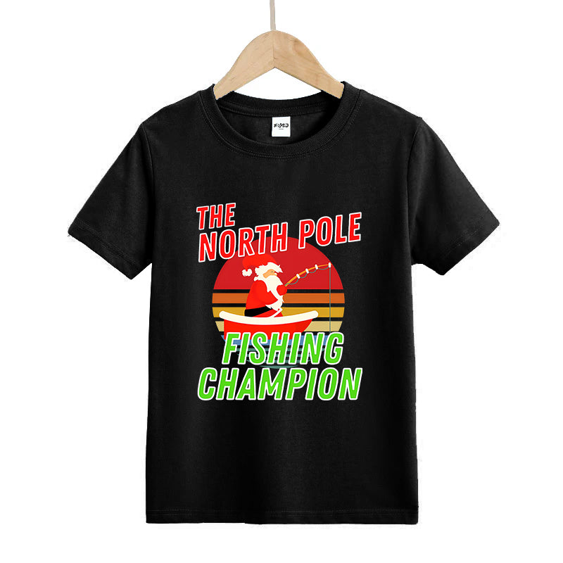 Santa Fishing Kid's T-Shirts