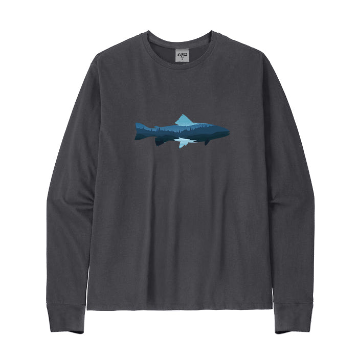 FISH LANDSCAPE MOUNTAIN AND LAKE Long Sleeve T-Shirt