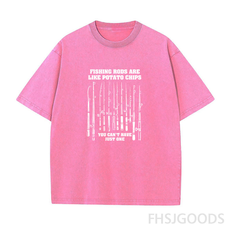 Fishing Rods Like Potato Chips Unisex Distressed T-Shirt