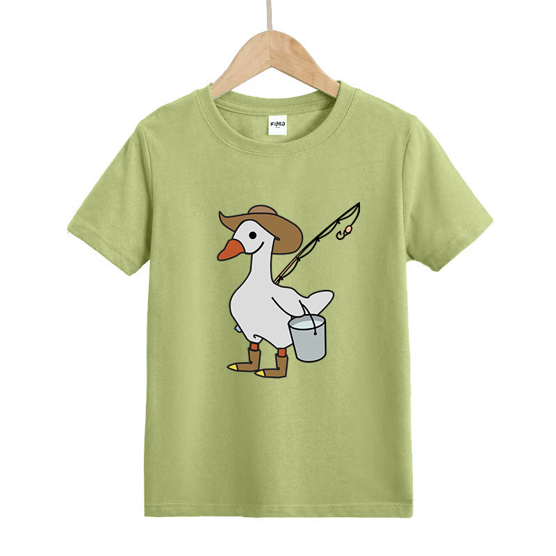 SILLY GOOSE GONE FISHING Kids T-Shirt