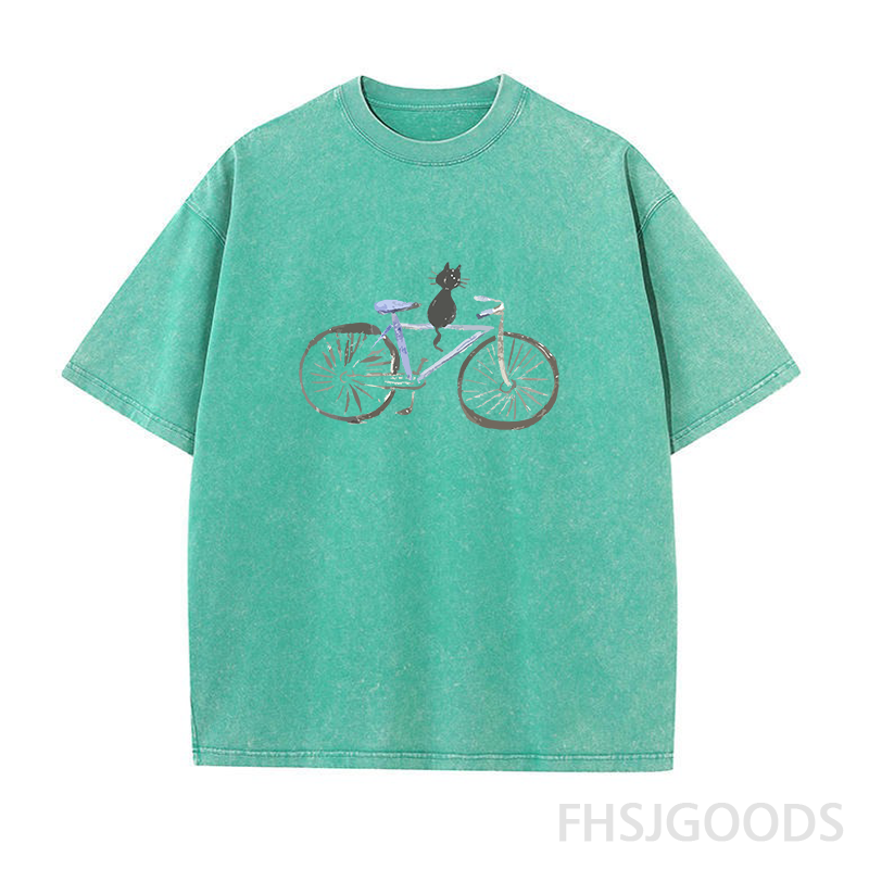 The Cat on A Bike Unisex Distressed T-Shirt