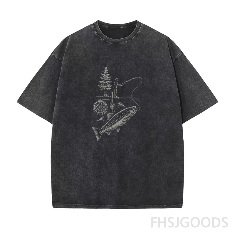 Fly Fishing Unisex Distressed T-Shirt