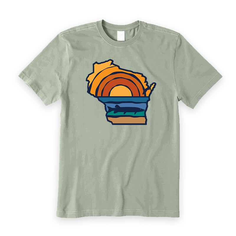 Wisconsin Sunset Sunrise Musky Lurking T-Shirt