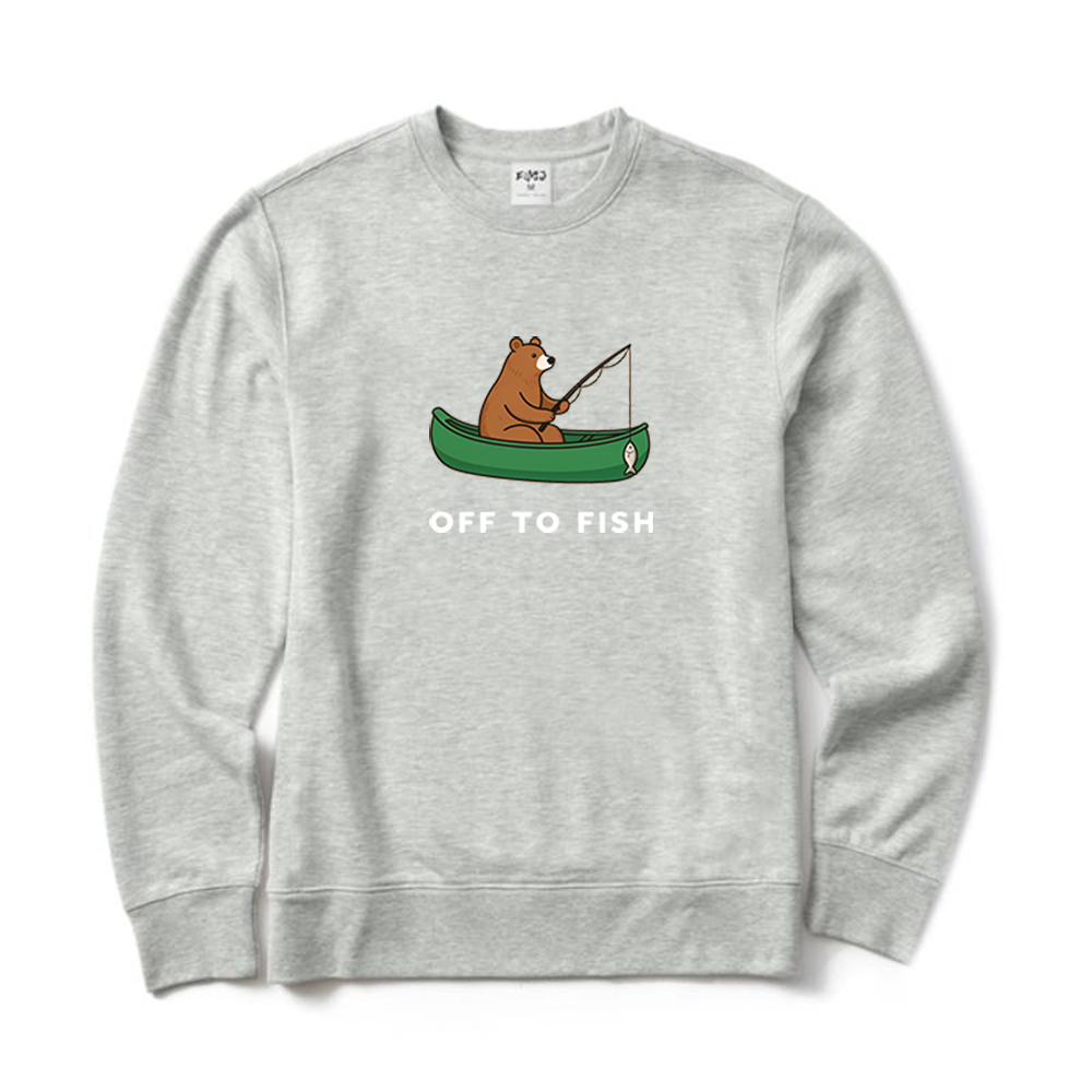 Bear Off To Fish Fishing Crewneck Sweatshirt