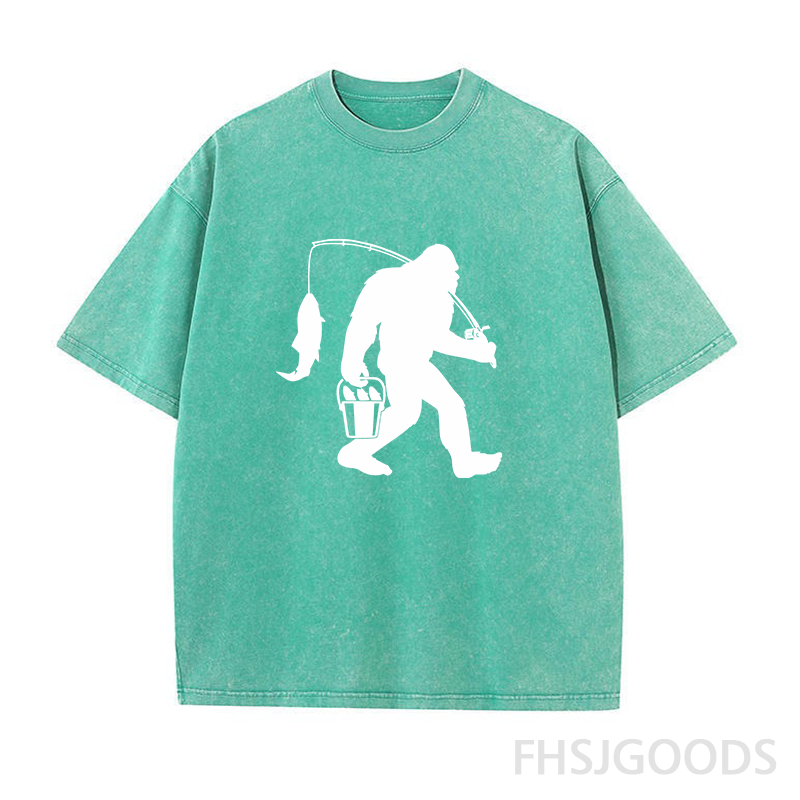 Bigfoot Fishing Unisex Distressed T-Shirt