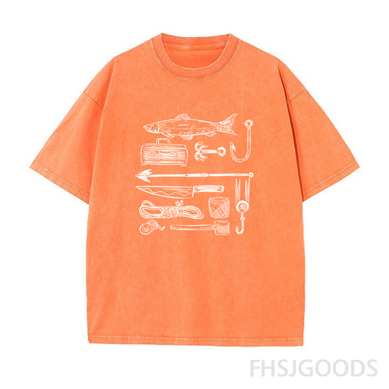Vintage Style Fishing Unisex Distressed T-Shirt