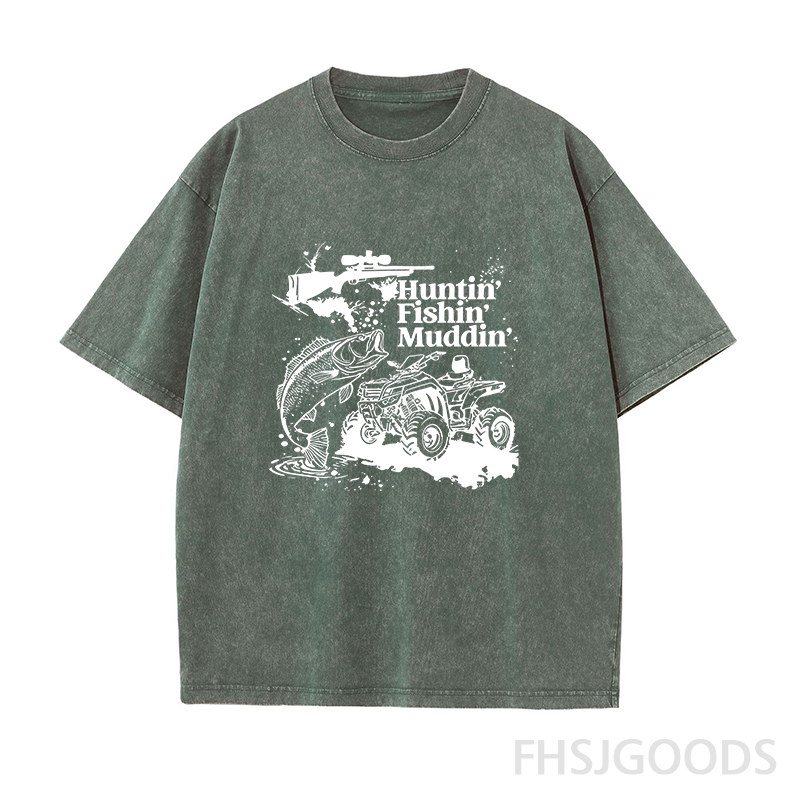 Huntin Fishin Muddin Unisex Distressed T-Shirt