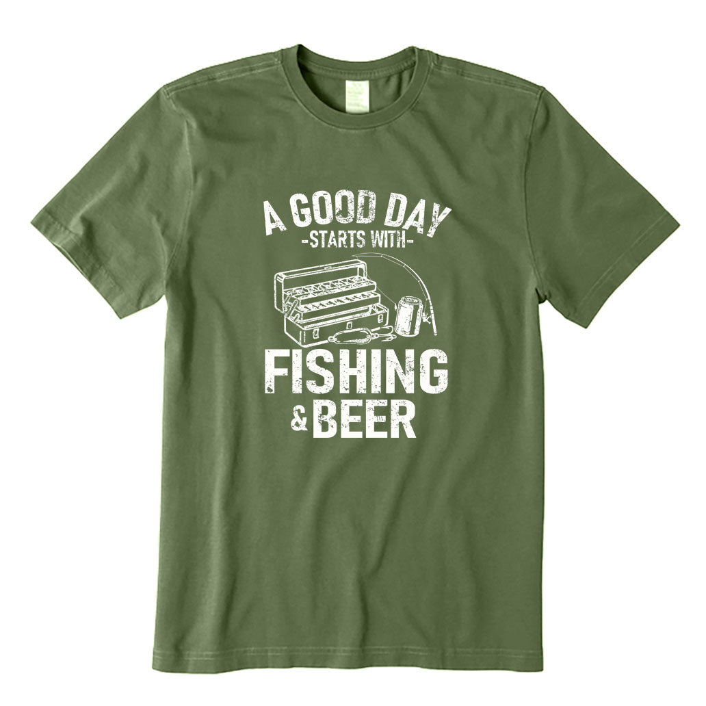 A Good Day Starts with Fishing Gear & Beer T-Shirt