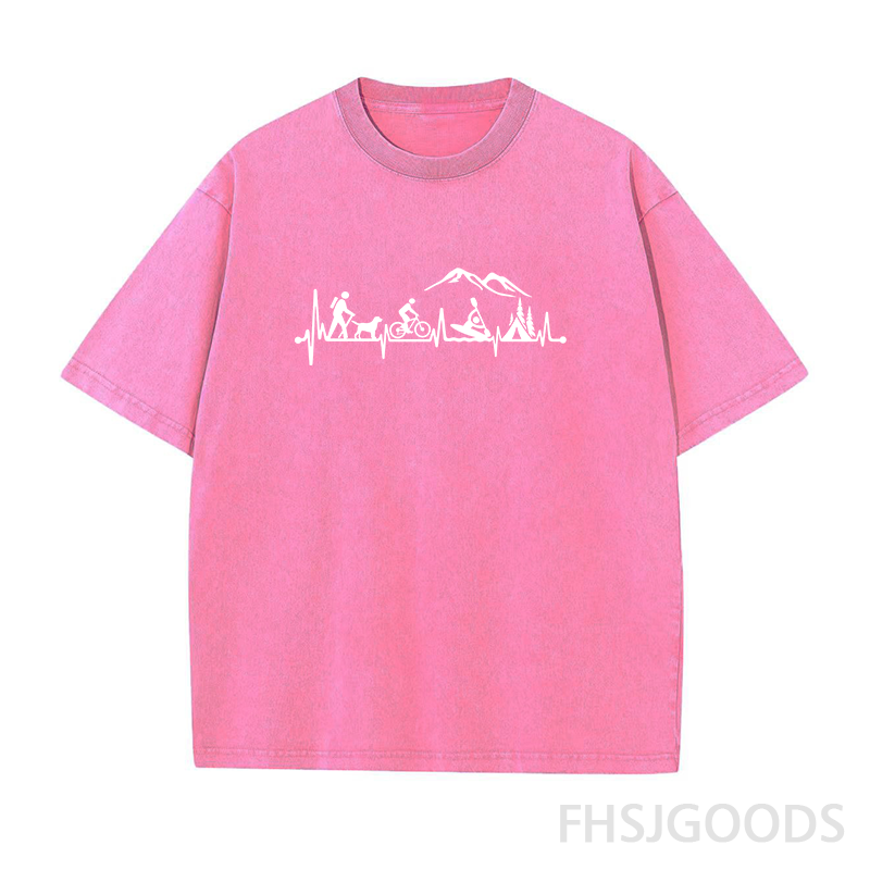Hiker Bicycle Cycling Kayak Camping Unisex Distressed T-Shirt