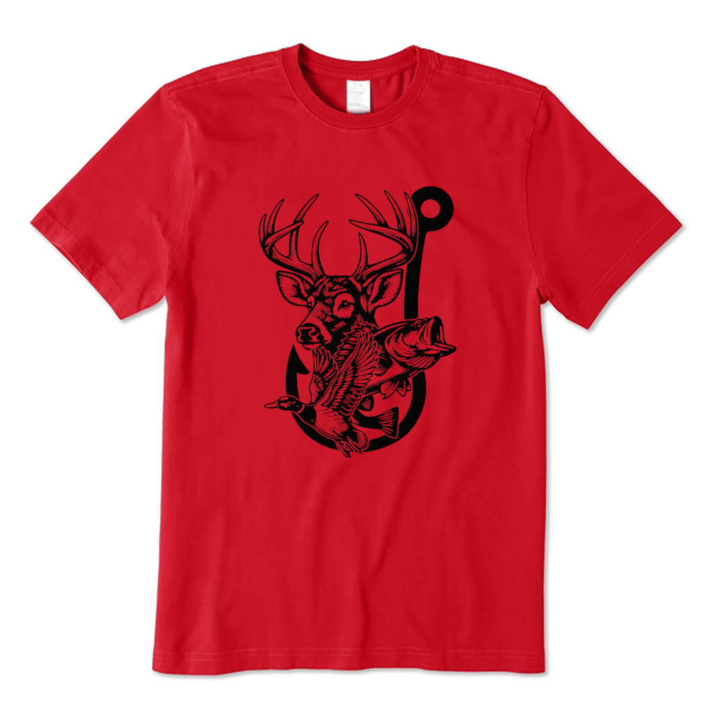 Deer Duck Fish Hook T-shirt