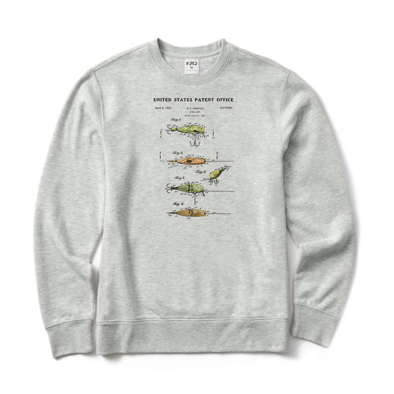 Fishing Lure Patent Crewneck Sweatshirt