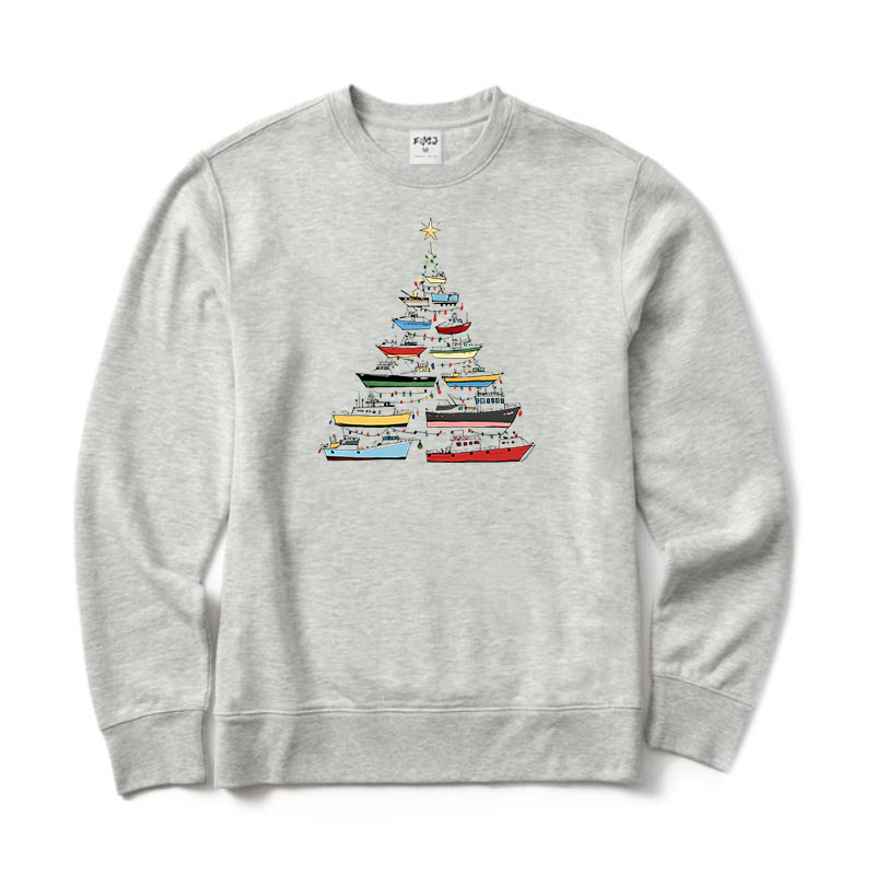 Boating Christmas Tree Crewneck Sweatshirt