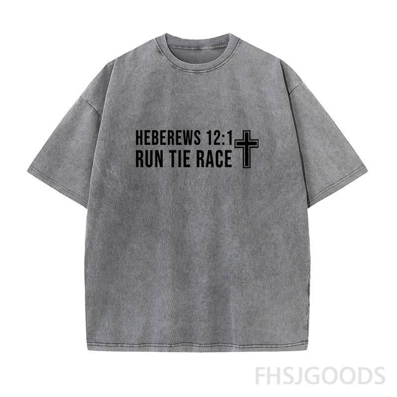 Run The Race Hebrews 12:1 Unisex Distressed T-Shirt