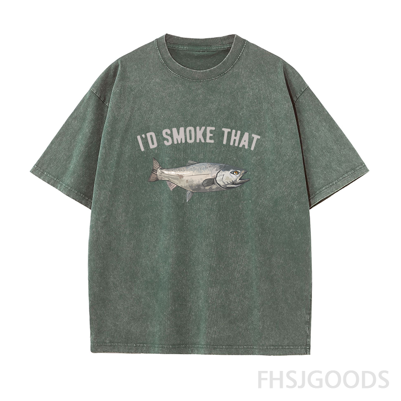 I'd Smoke That Salmon Fishing Unisex Distressed T-Shirt