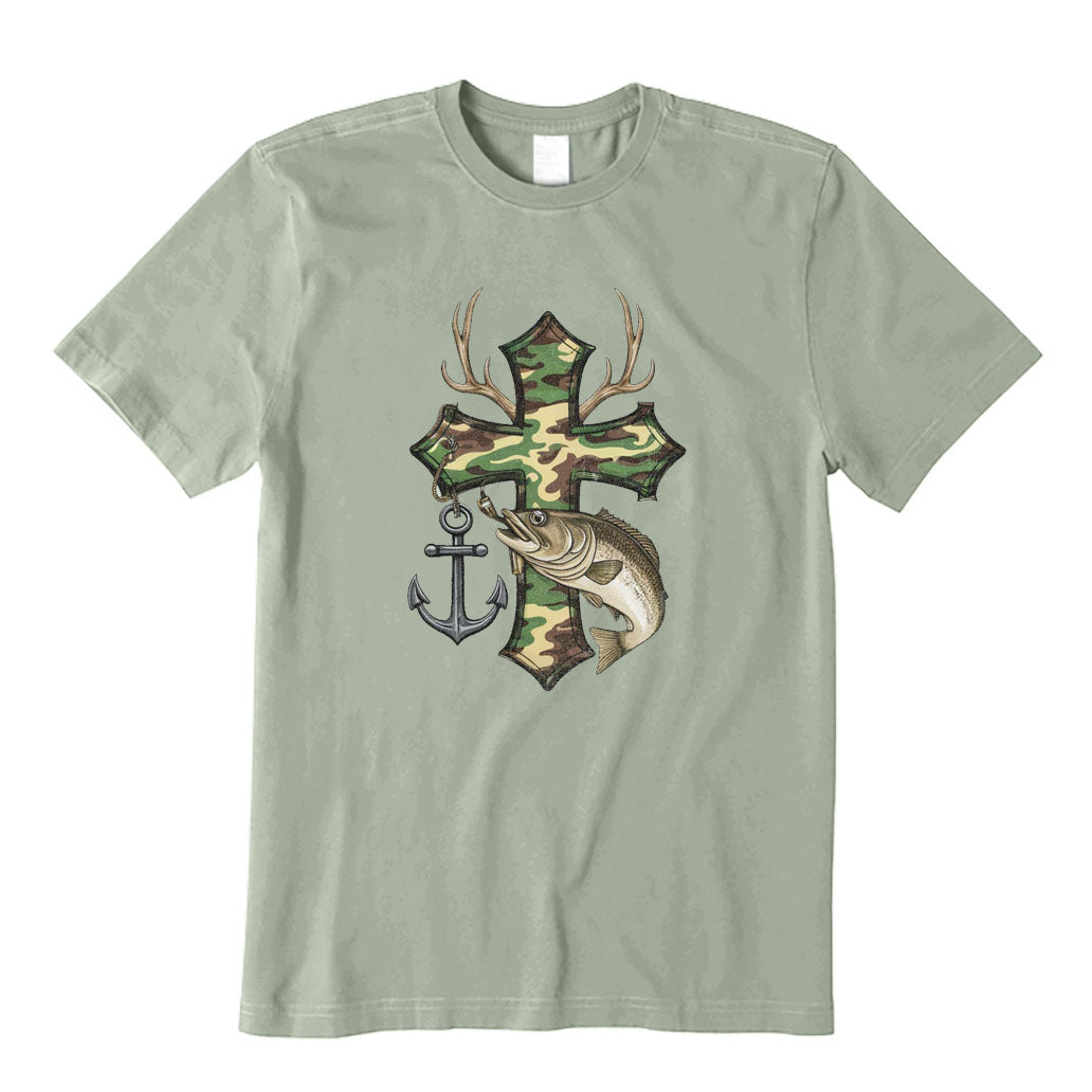 Camo Cross Fishing T-Shirt