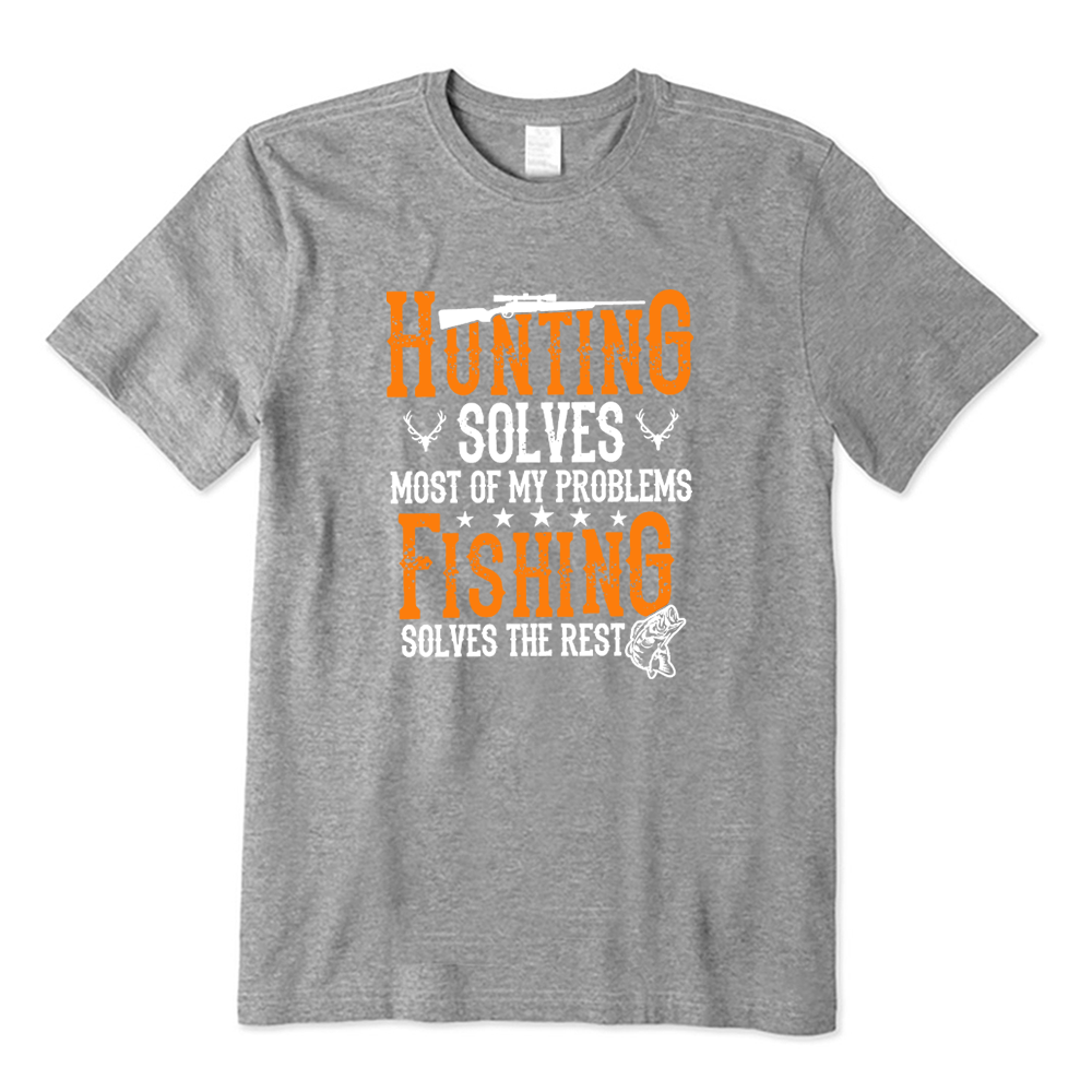 Retro Hunting Solves Most of My Problems Fishing Solves The Rest T-shirt