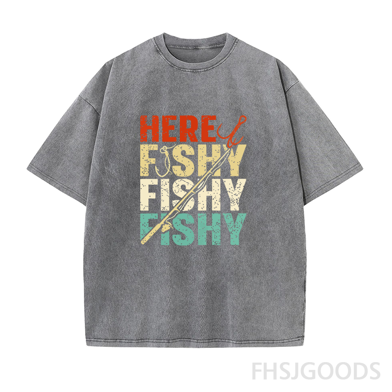 Here Fishy Fishy Fishy Unisex Distressed T-Shirt