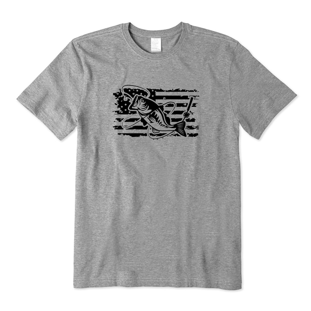 Bass Fishing American Flag T-Shirt