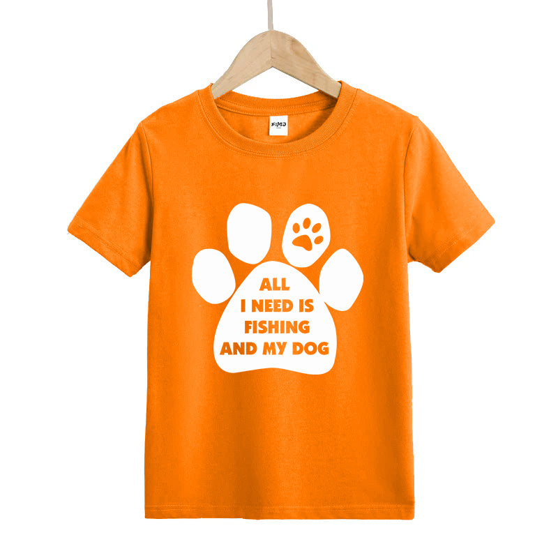 ALL I NEED IS FISHING AND MY DOG Kids T-Shirt
