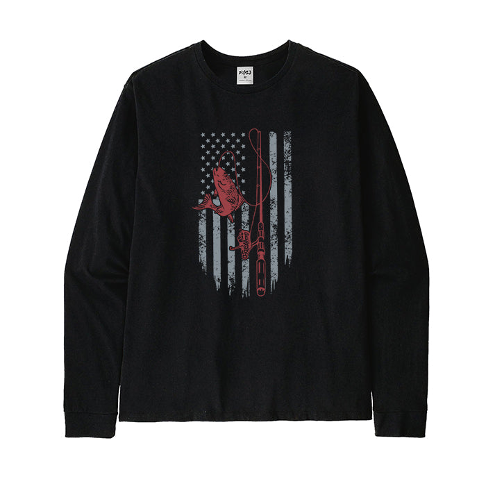 Fishing American Flag Long Sleeve T-Shirt