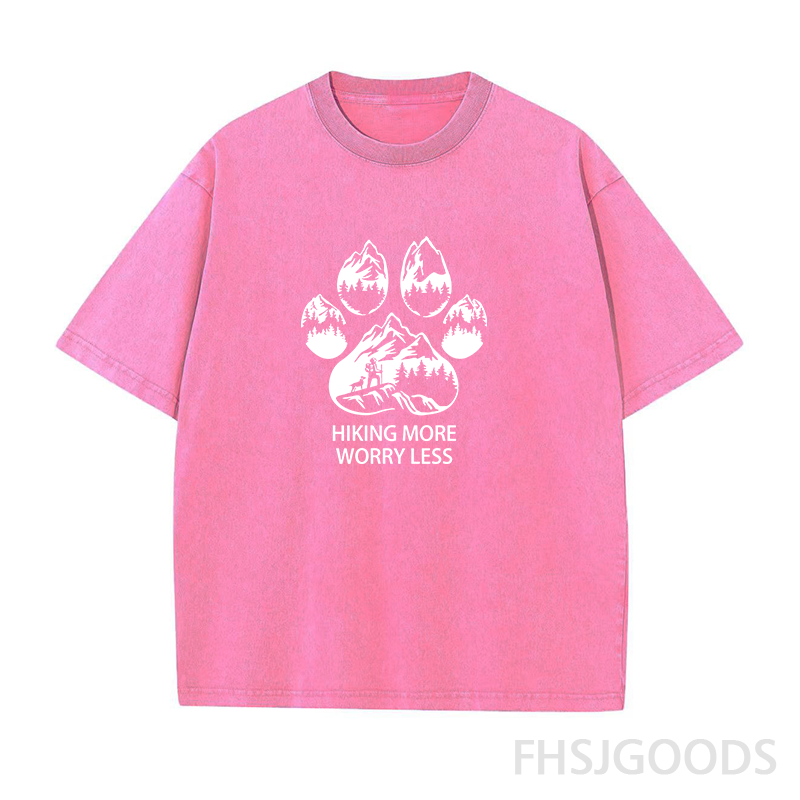 Hiking More Worry Less Unisex Distressed T-Shirt