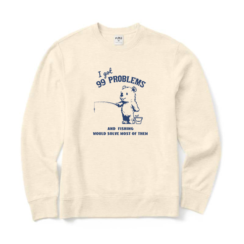 Fishing Would Solve Most of Them Crewneck Sweatshirt