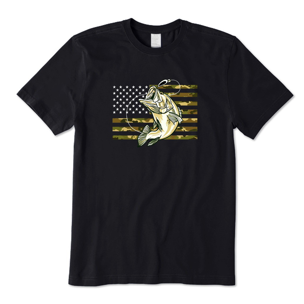 American Flag Bass Fishing T-shirt