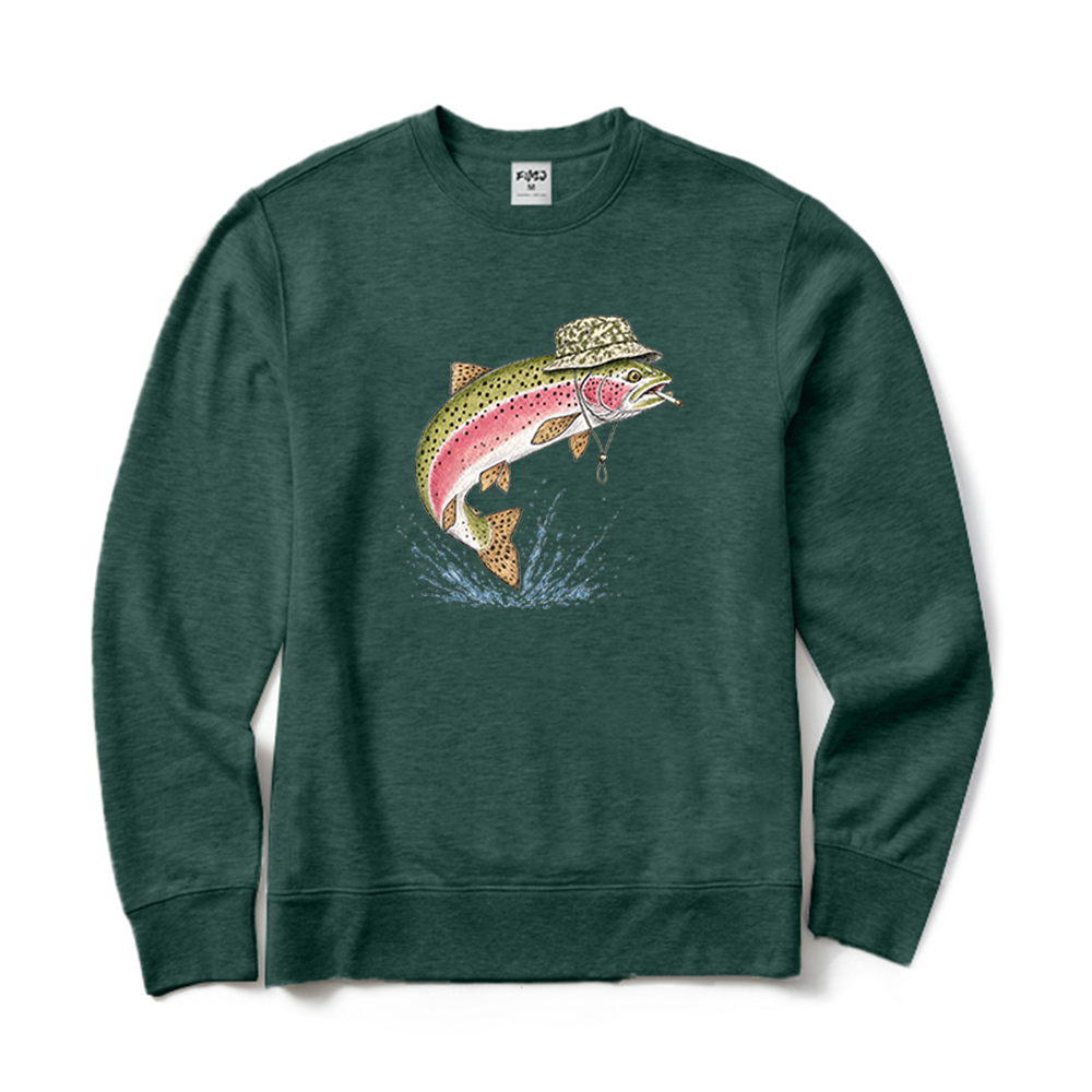 Rainbow Trout Smoking Cigarette Crewneck Sweatshirt