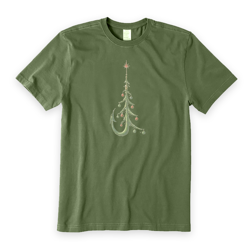 Retro Fishing Hook Christmas Tree T-Shirt