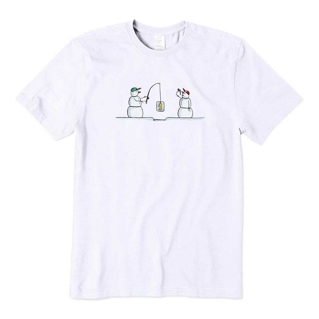 Snowmen Fishing Christmas T-Shirt