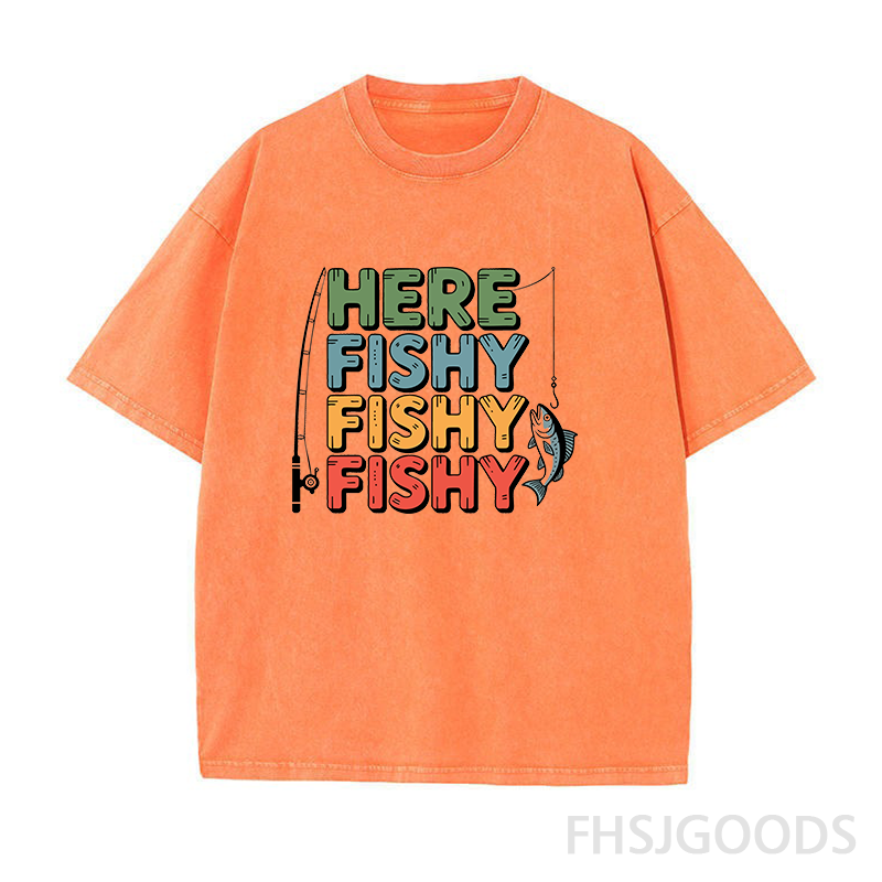 Here Fishy Fishy Fishy Unisex Distressed T-Shirt