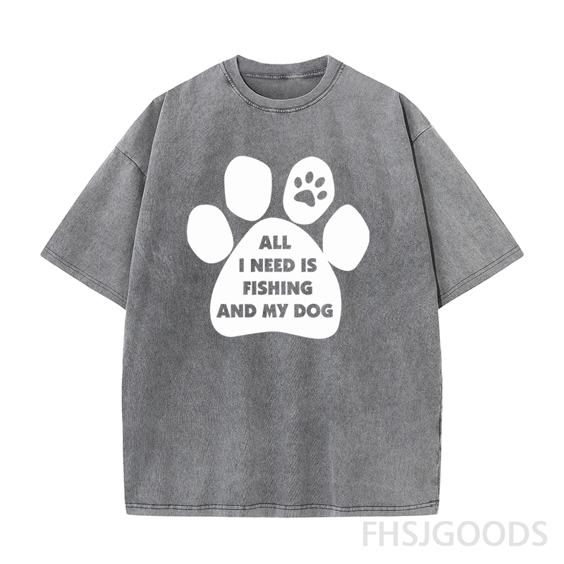 All I Need Is Fishing and My Dog Unisex Distressed T-Shirt