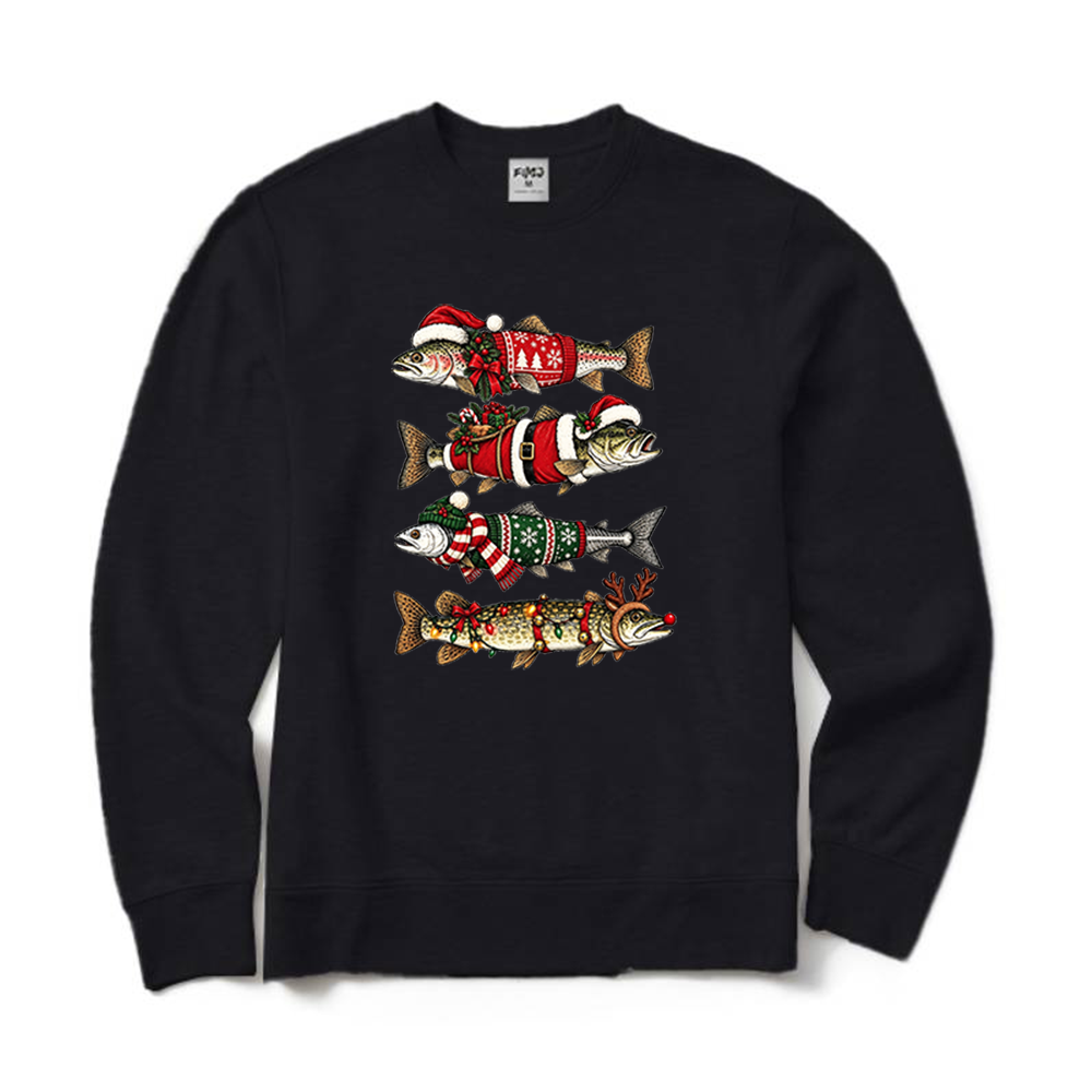 Christmas Trout Fishing Crewneck Sweatshirt