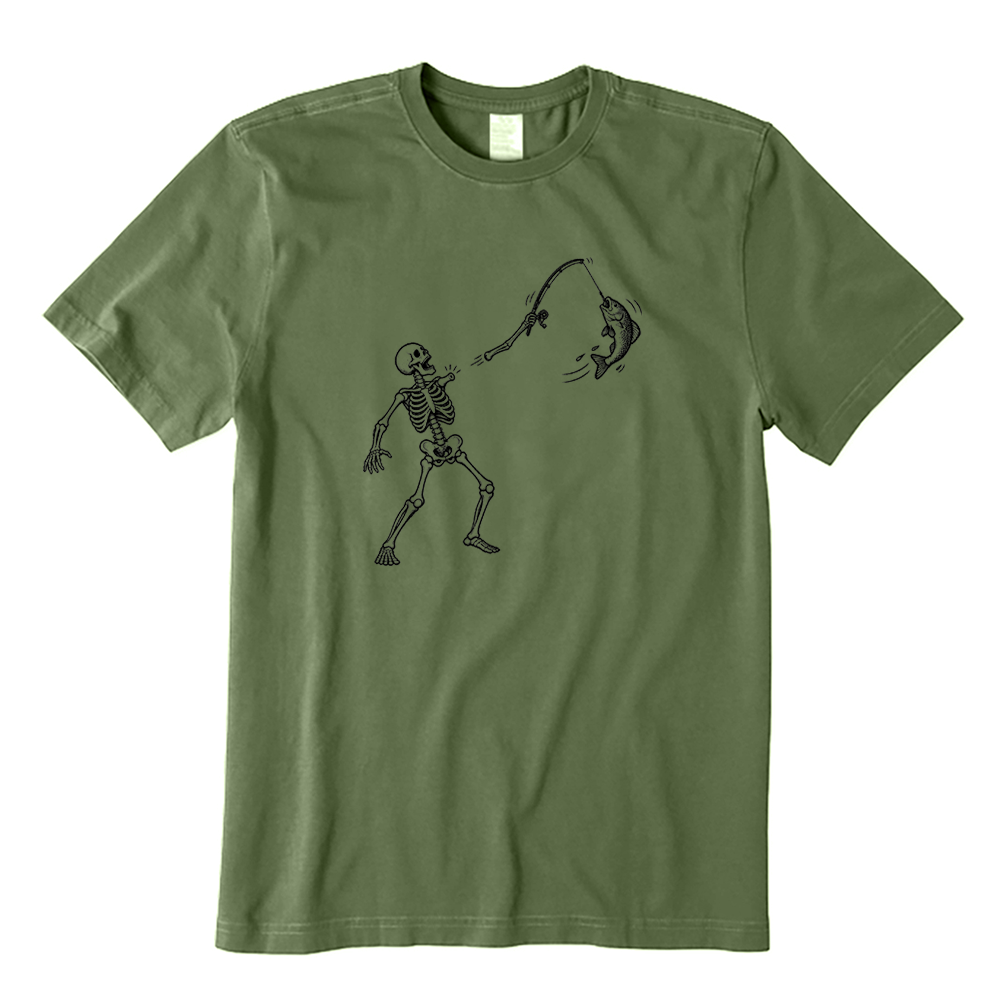 Retro Skeleton Fishing T-Shirt