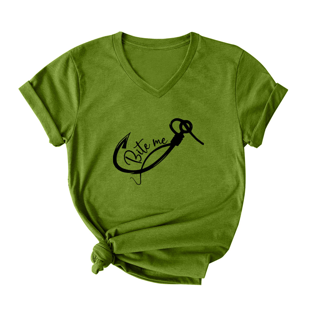 Bite Me V Neck T-Shirt for Women