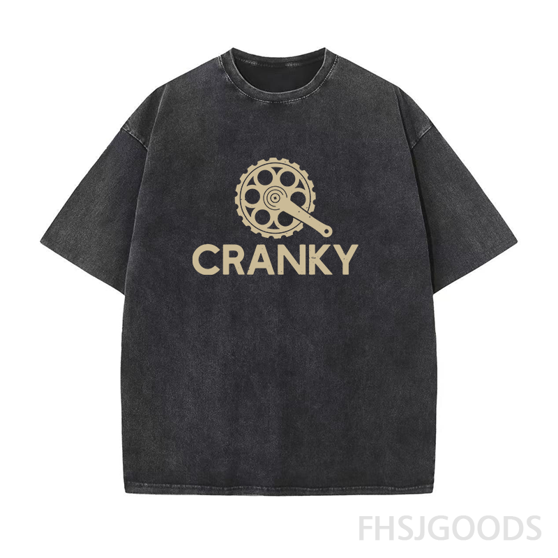 Cranky Funny Bike Unisex Distressed T-Shirt