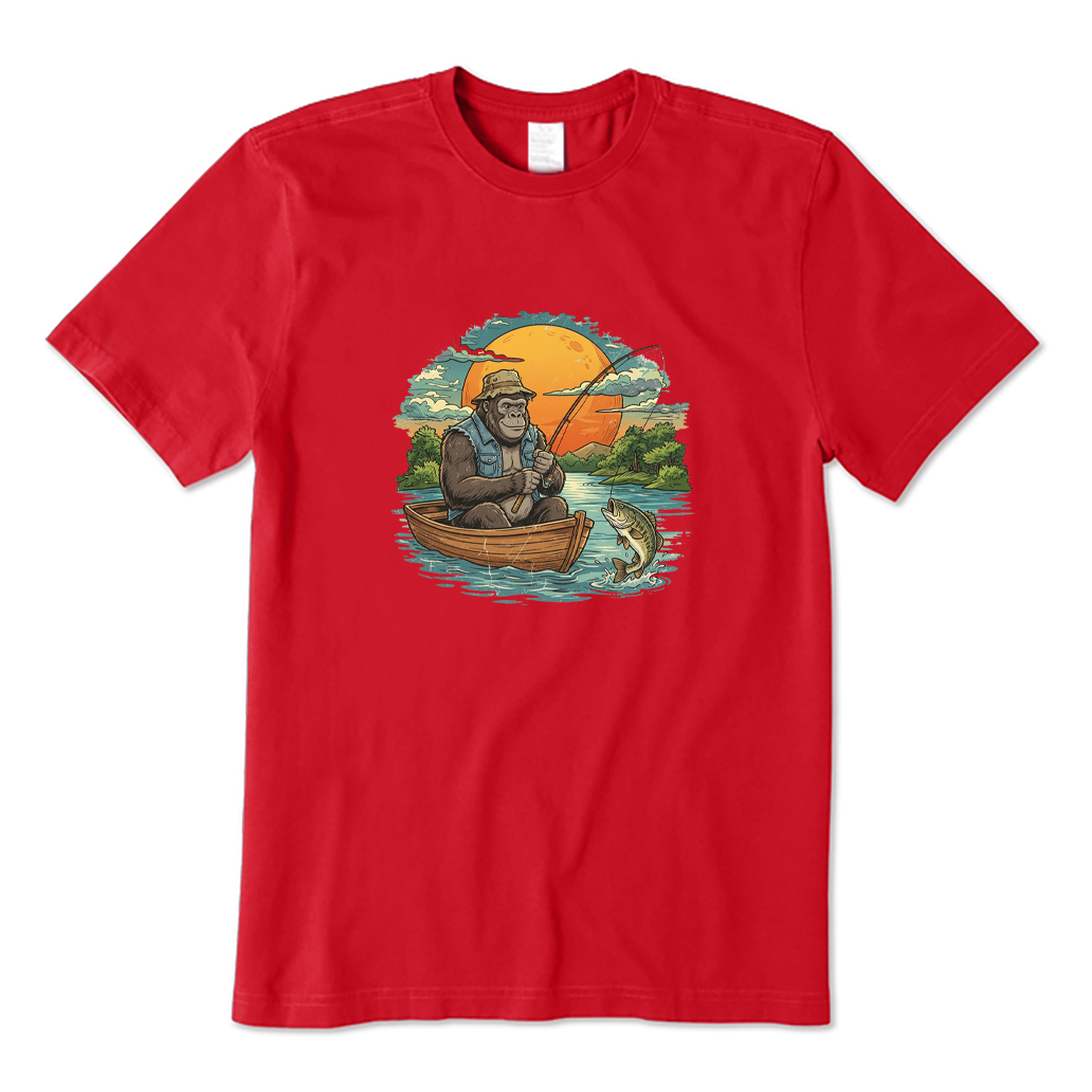 Gorilla Fishing At Sunset Vintage T-shirt