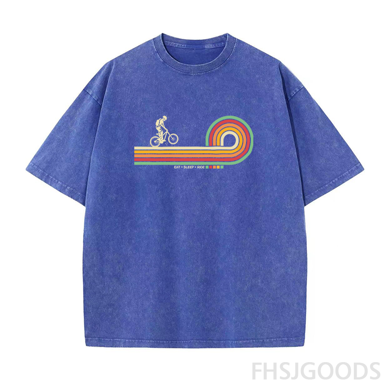 Retro Lines Mountain Bike Unisex Distressed T-Shirt