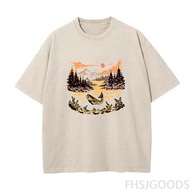 Let's Go Fishing Unisex Distressed T-Shirt