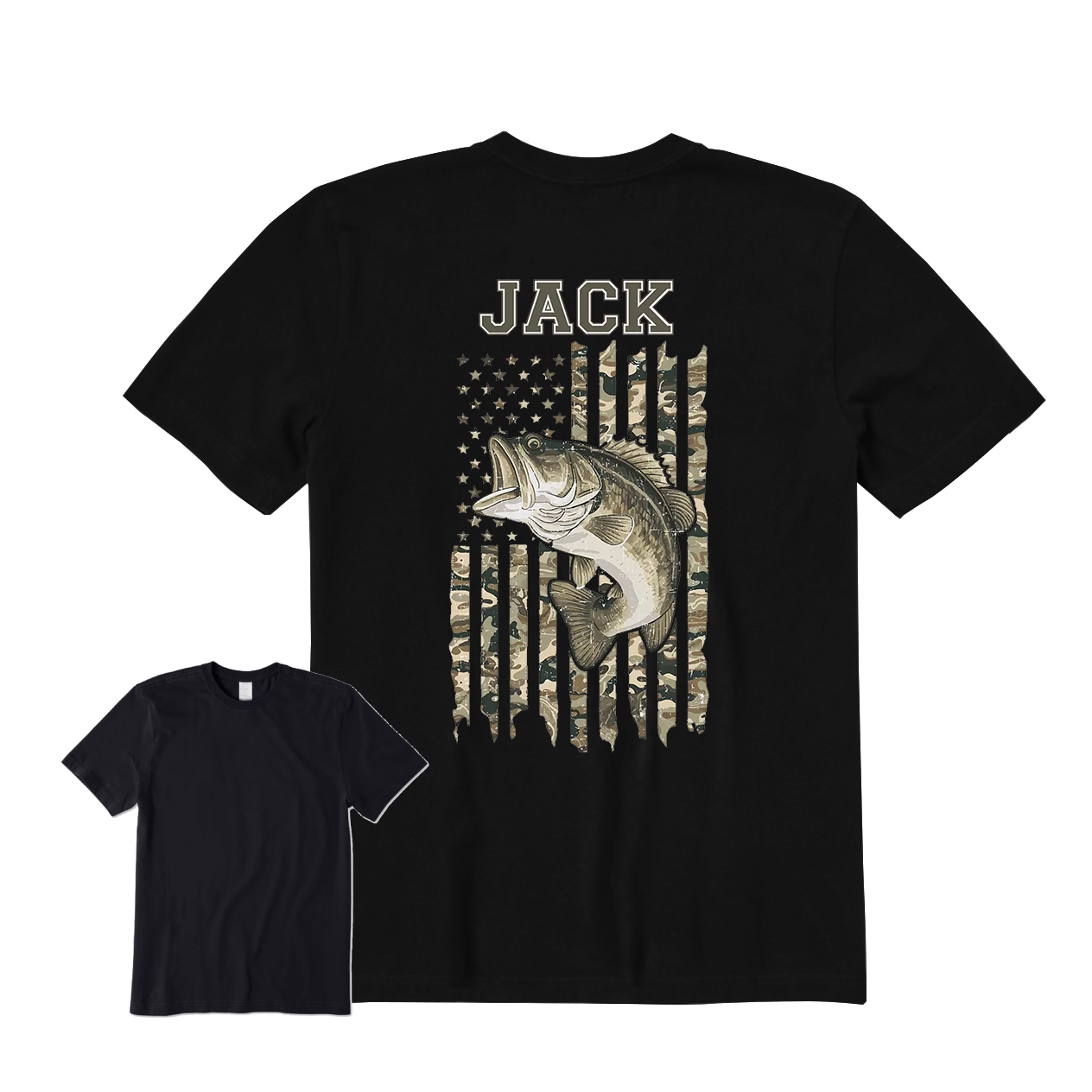 Bass Fish Flag Back Graphic T-Shirt